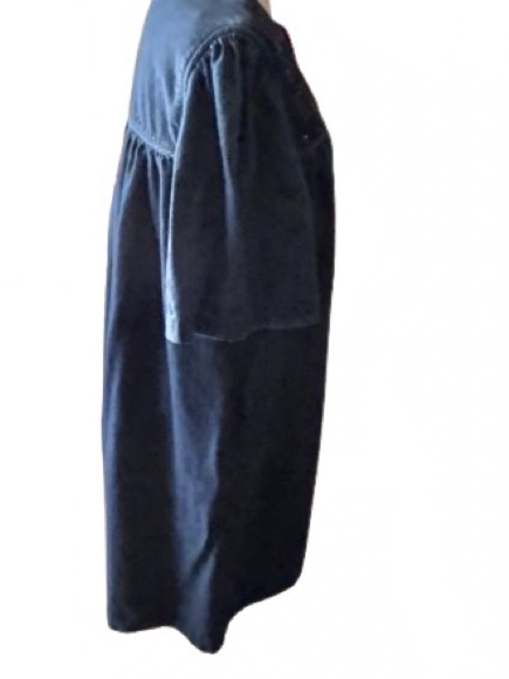 100% Cotton GO SOFTLY PATIO Denim Blue Beaded Mumu Housedress Loungewear Large - Picture 3 of 10